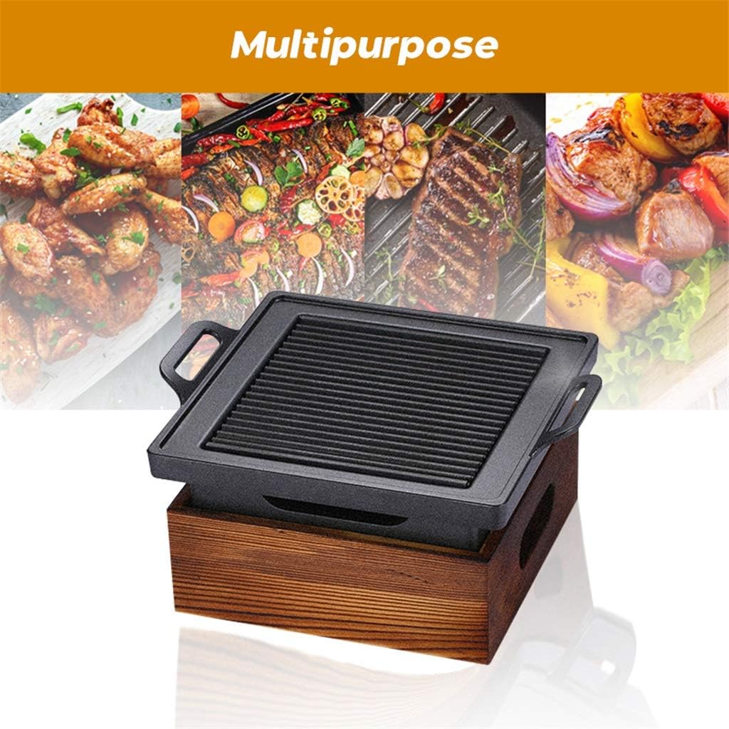 BBQ Grill Outdoor Portable BBQ Grill Korean Japanese Barbecue Grill Charcoal BBQ Oven Household Non-stick Cooking Tools (Size : 32 * 21 * 10.4cm) (Black 23 * 23 * 9.7cm)