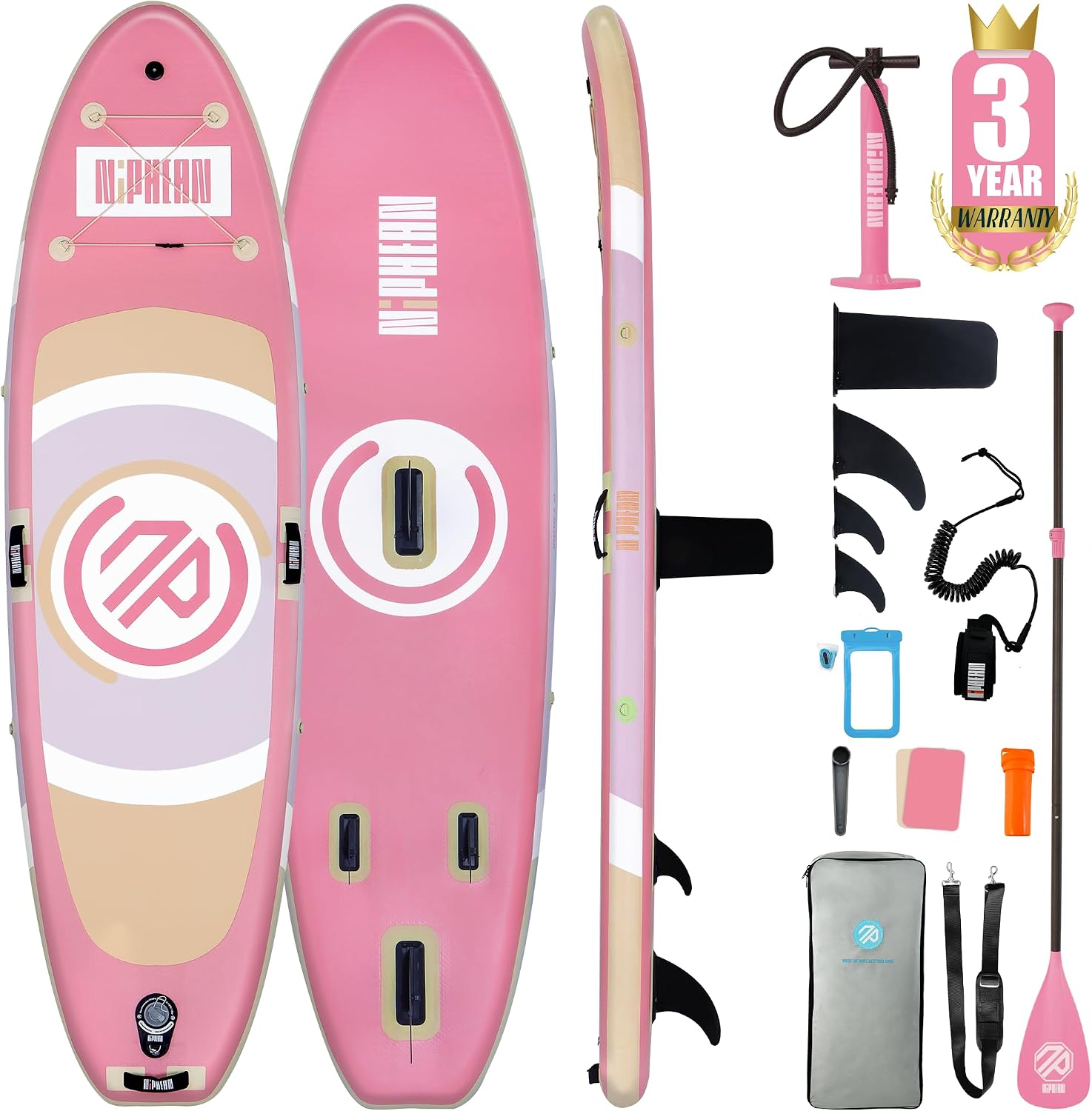 Niphean（Ultra-Light） Inflatable Paddle Board with StabilTrac Fin and Durable SUP Accessories, 10' Stand Up Paddle Boards for Adults & Youth, Versatile Yoga Paddle Board, Gift Ideas