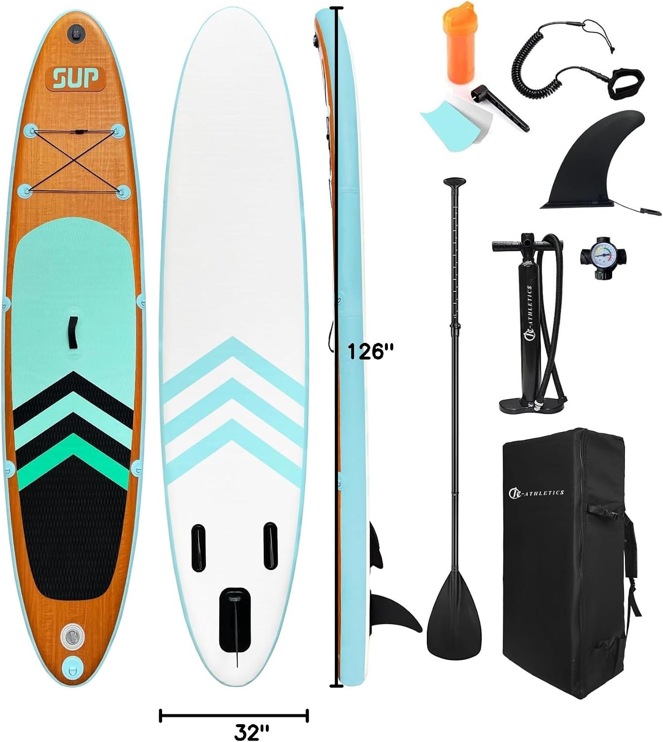 Inflatable Stand Up Paddle Board (6 Inches Thick), ISUP Package W/Premium SUP Accessories & Backpack, Non-Slip Deck,Fins, Adjustable Paddle, Leash, Hand Pump,Standing Boat for Youth & Adult