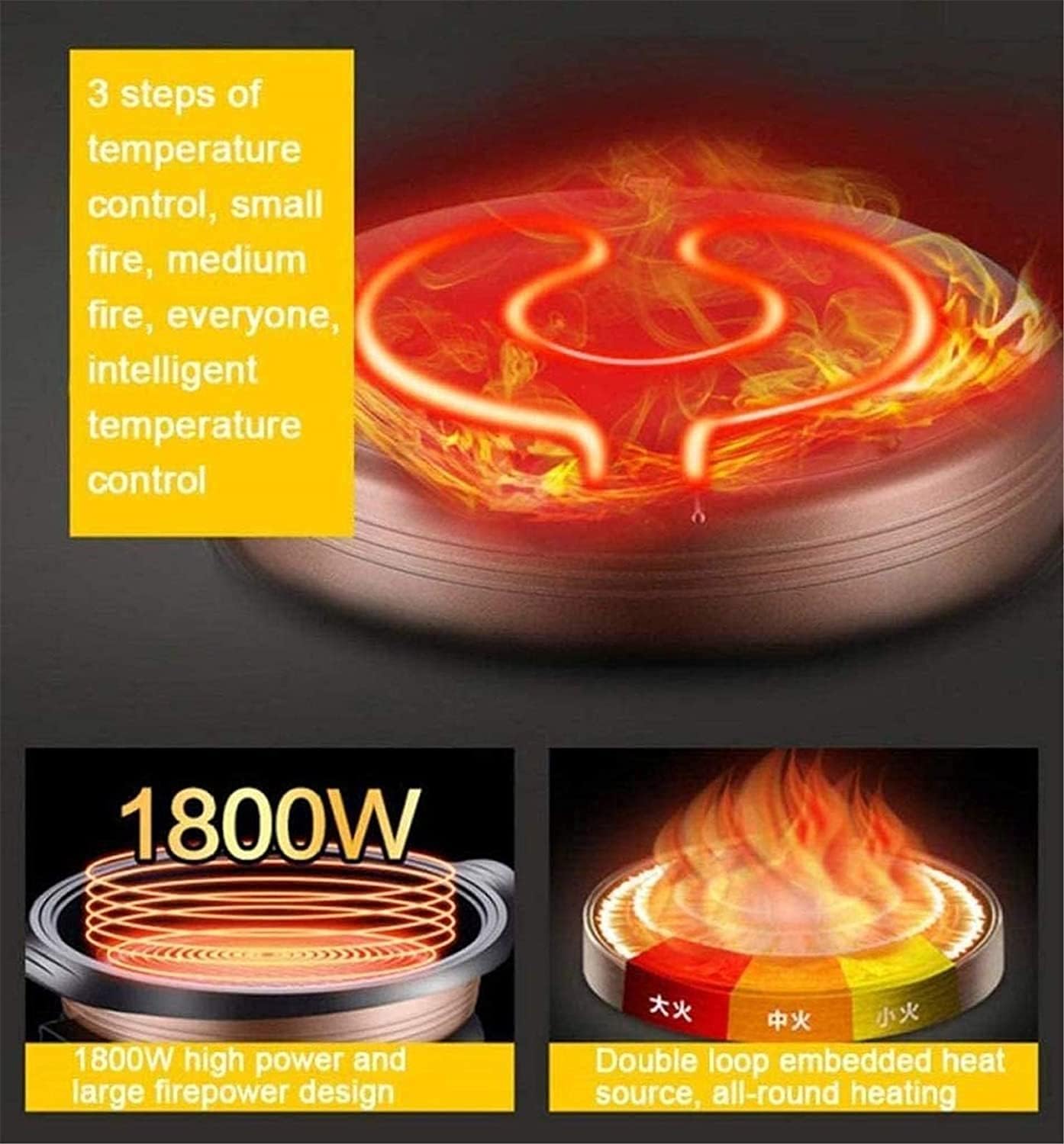 Indoor Korean Barbecue Grill Barbecue Grill 1800W Electric Teppanyaki Non-Stick Table Grill Griddle Smokeless BBQ Hot Plate,High Temperature Resistance and Corrosion Resistance/Frying Pan,Portab