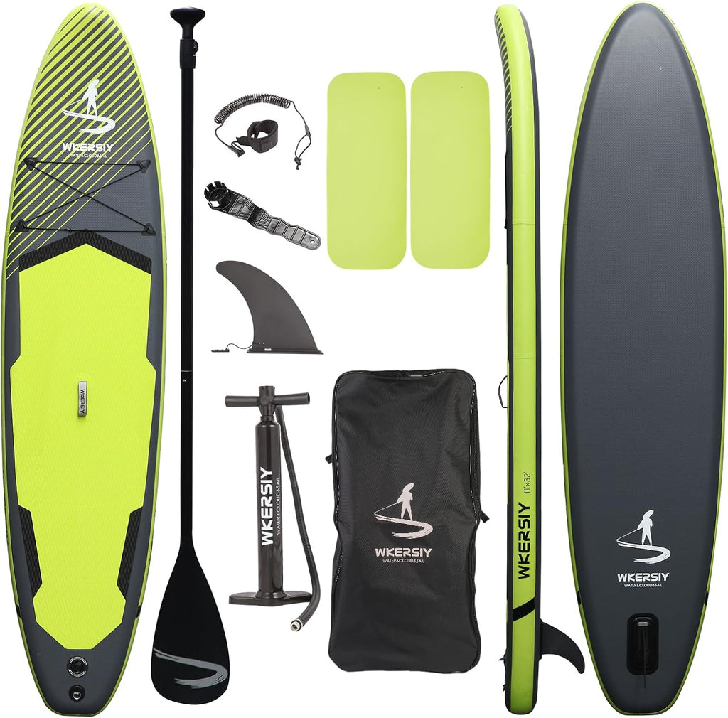 11'32'6 Premium Inflatable Stand Up Paddle Boards with Durable SUP Paddle Board Accessories Wide Stable Design Includes Backpack Required Parts Non-Slip Comfort Deck for Youth & Adults
