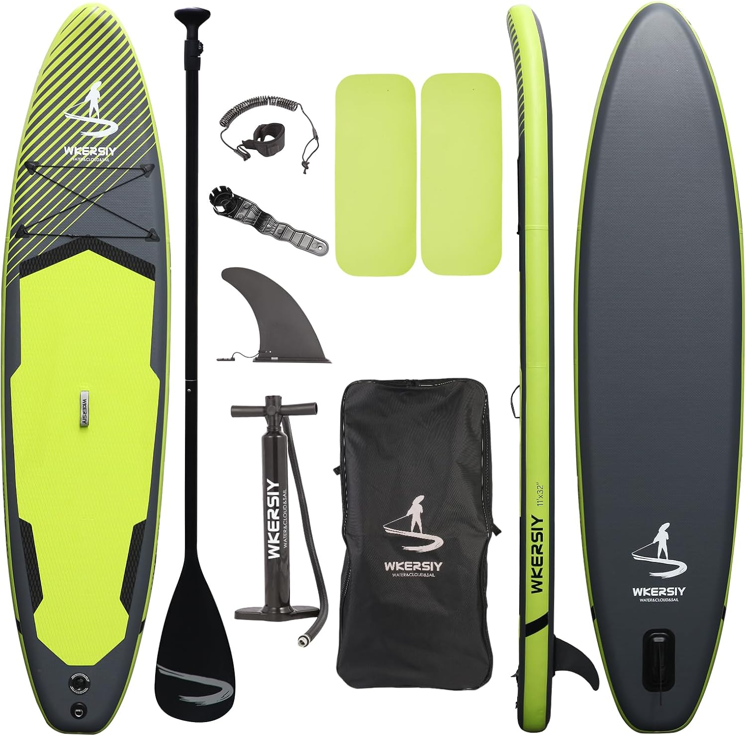 11'32'6 Premium Inflatable Stand Up Paddle Boards with Durable SUP Paddle Board Accessories Wide Stable Design Includes Backpack Required Parts Non-Slip Comfort Deck for Youth & Adults