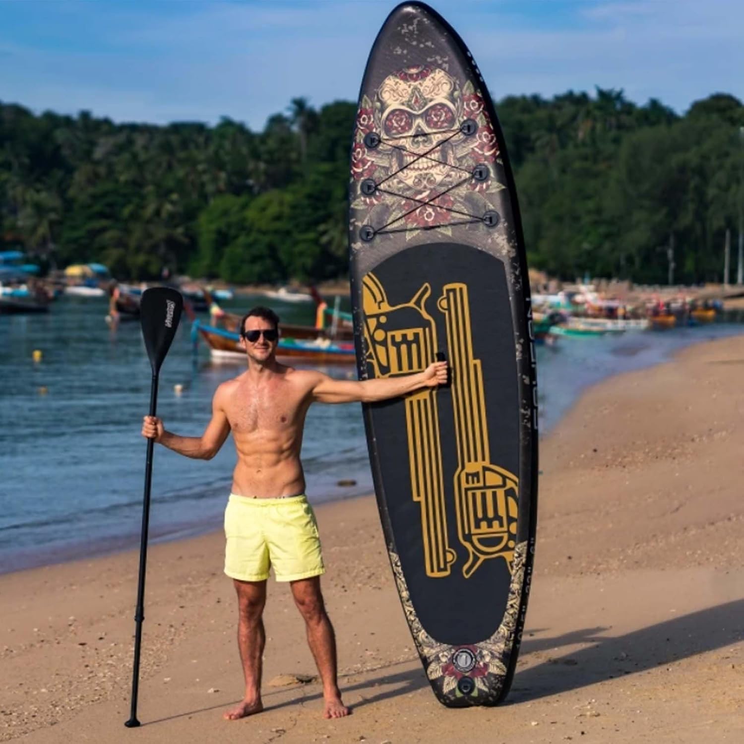 Inflatable Paddle Board,Extra Wide 10.6'/11' Stand Up Paddle Board with Sup Accessories,400lbs Capacity for Family with Safety Leash, All Skill Levels Sup for Yoga,Fishing,Surfing