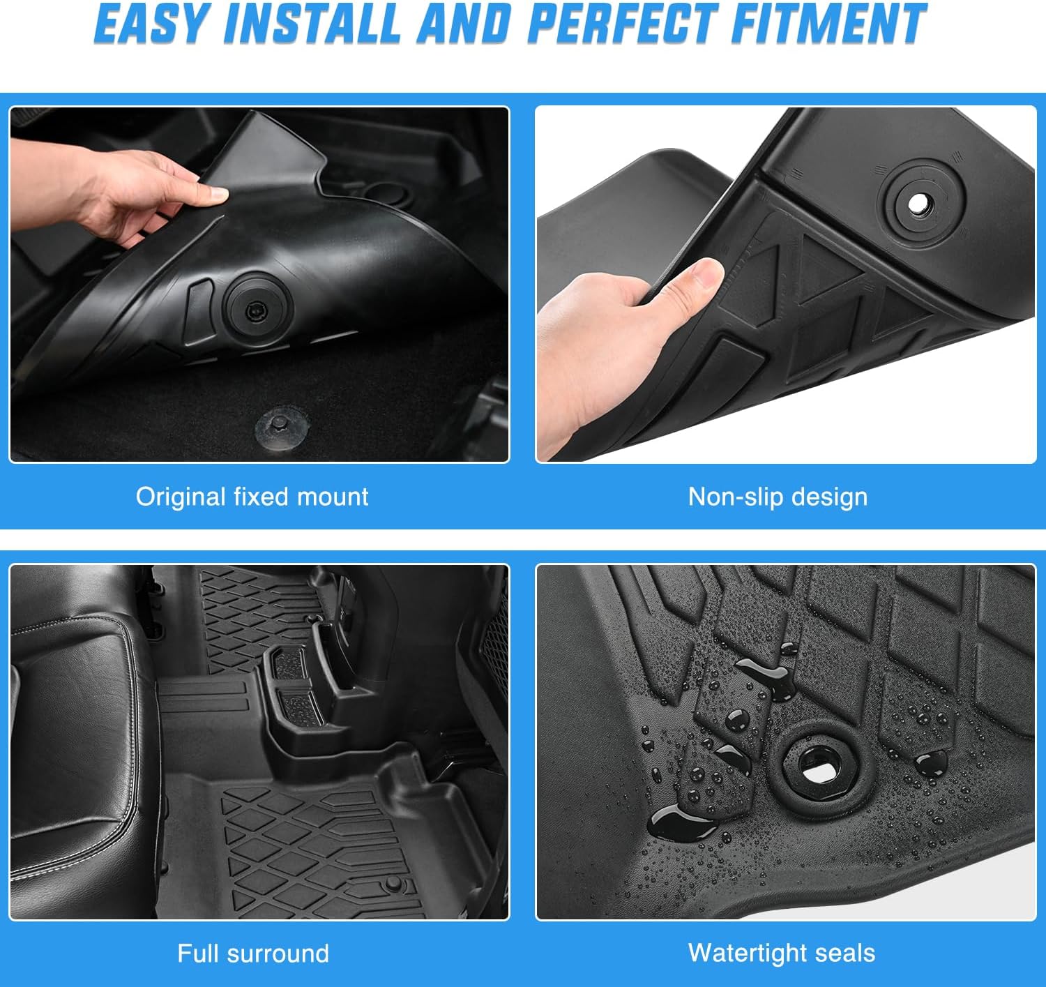 Nilight Floor Mats for Rivian R1S 2022 2023 2024 2025 (7 Seats Only) All Weather Custom Fit Heavy Duty Floor Liners