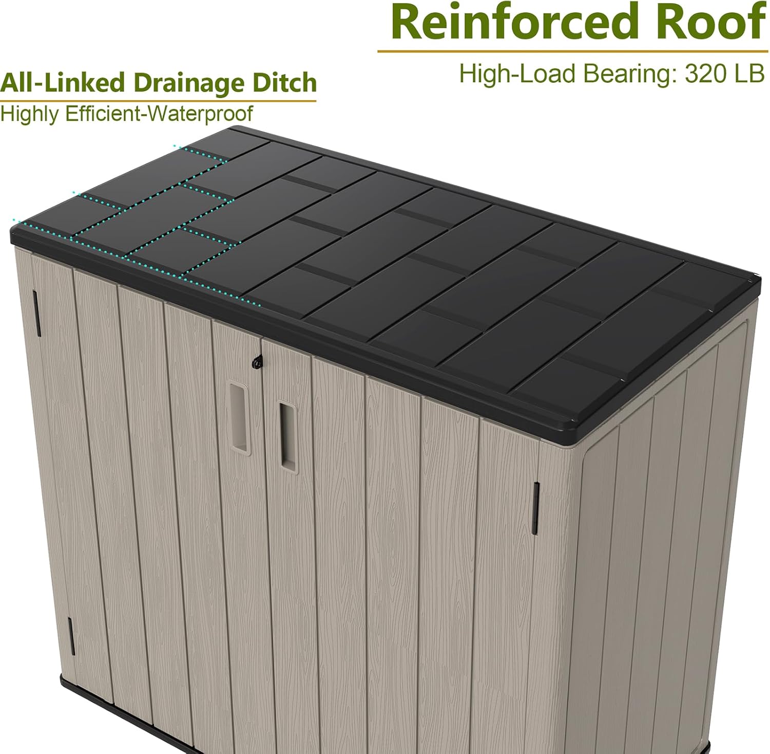 ZZM 37 Cu.ft Outdoor Storage Shed with Floor HDPE Double-Wall Resin Sheds Outdoor Storage, Lockable Weatherproof Storage Cabinet Fit for Garden Tools, Garage can, Bike, Patio Furniture, Brown