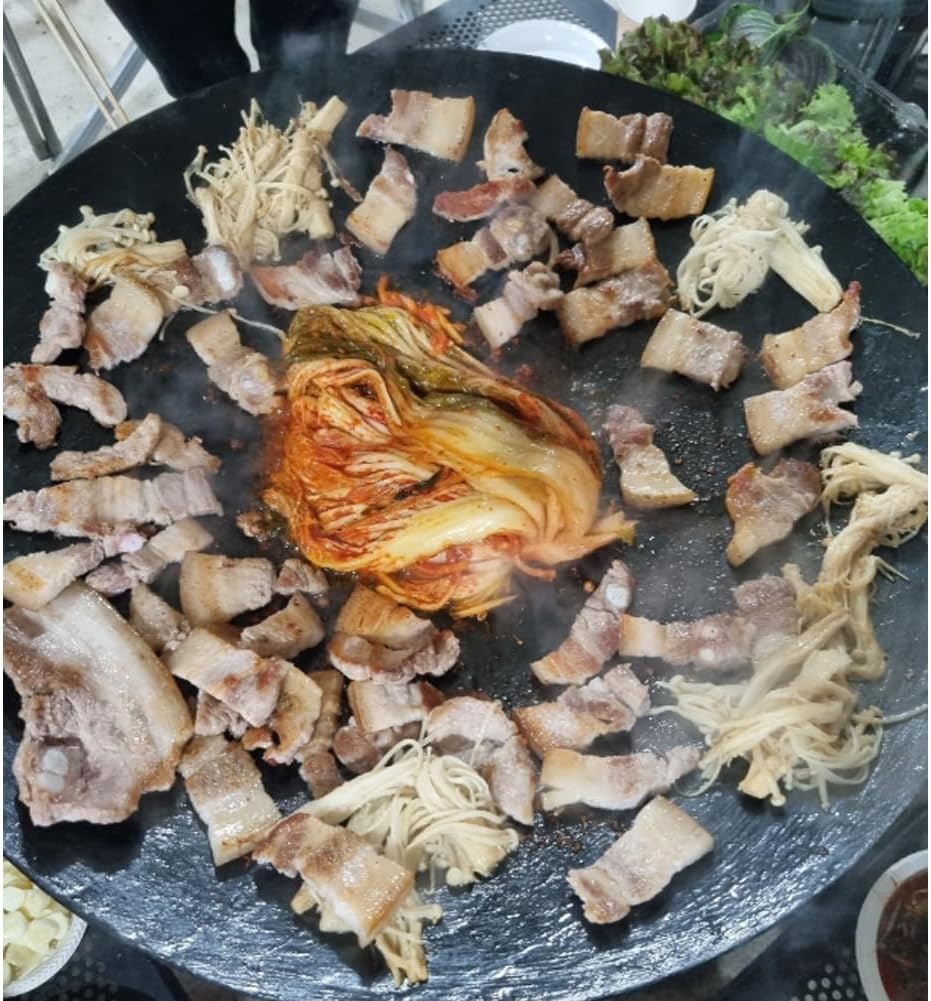 Handmade Korean cast iron cauldron lid sotttukkeong BBQ griddle Camping Outdoor Indoor 17.7 in
