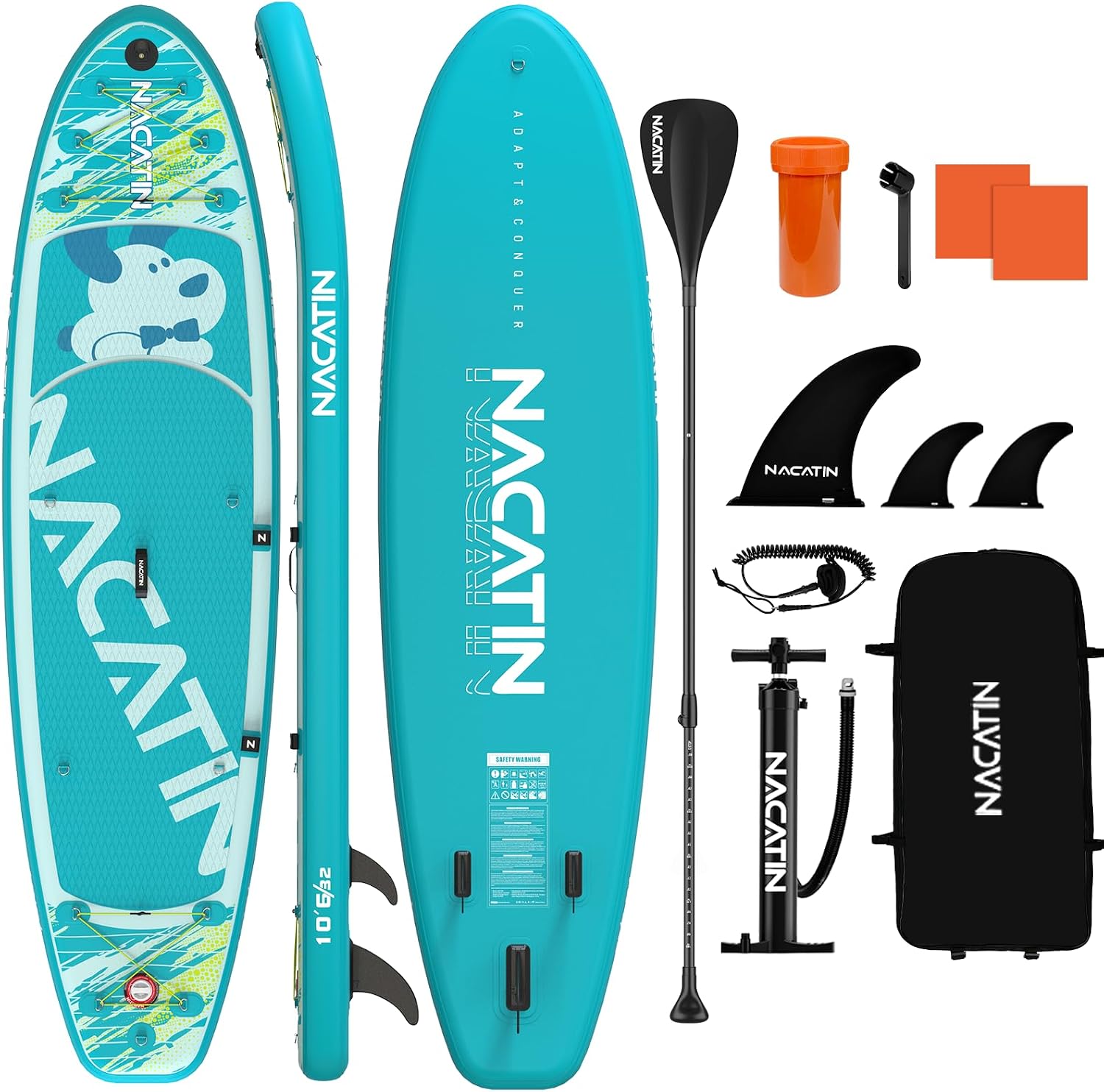 NACATIN Inflatable Stand Up Paddle Board,10'6'Upgrade Version Blow Up Paddle Boards for Adults with Premium SUP Accessories& Backpack,Adjustable Paddle,Camera Mount,Hand Pump, for Lake, River, Yoga