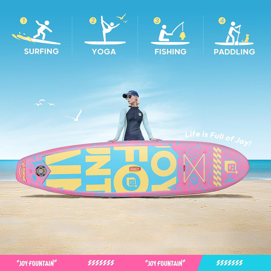 Inflatable Paddle Board,10.8'x31.5'x6' Stand Up Paddle Boards,Premium SUP Board Paddle with Removable Fin, Floating Paddle, Hand Pump, Waterproof Bag for Adults & Youth