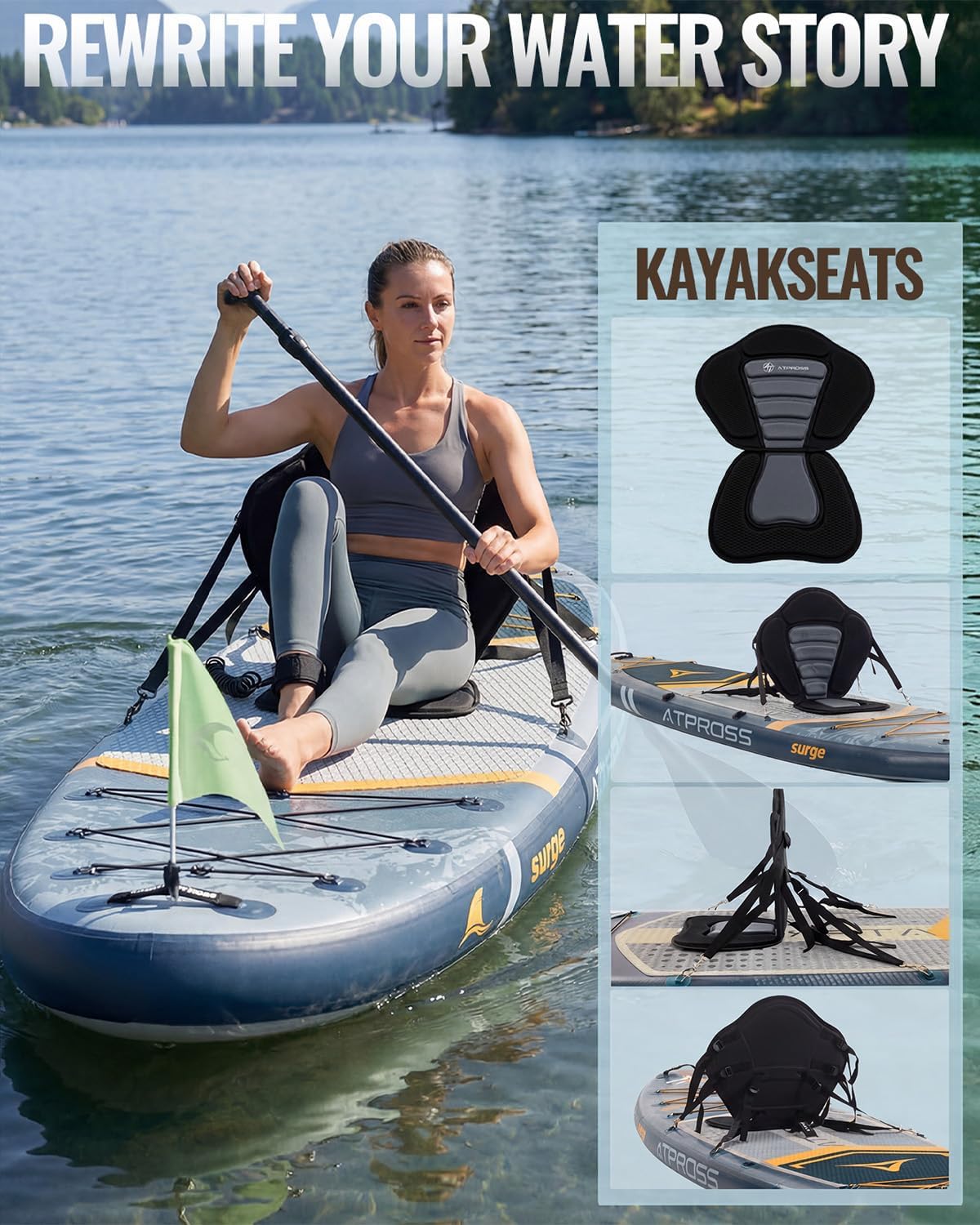 11'6'x35' Inflatable Paddle Board, 450lbs Extra Wide Stand Up Paddleboard for Adults with Premium SUP Accessories Kit & Backpack, Blow Up Kayak Non-Slip Stable Deck Boat for Yoga Fishing Surf