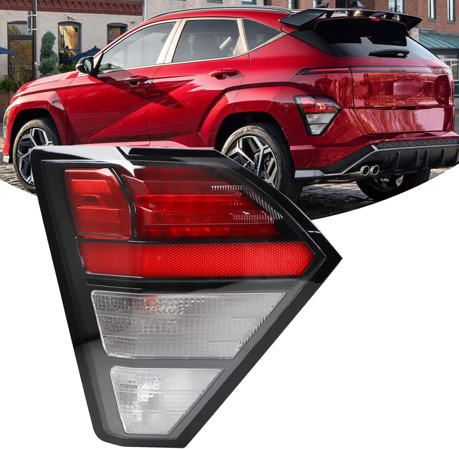 Left LED Tail light W/Halogen Turn Signal Assembly Compatible With 2024-2025 Hyundai Kona SE/SEL/N-Line Outer Rear Tail Lamp Left Driver Side 92405-BE020