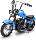 Garveelife Electric Dirt Bike, 15 Mph & 150 LB Max, 24V Ride On Toy for Big Kids w/Led Lights & Power Display, 300W Chain-Driven Motor, Two Speed, Handbrake, Leather Seat, 12 in Air-Filled Tires, Blue