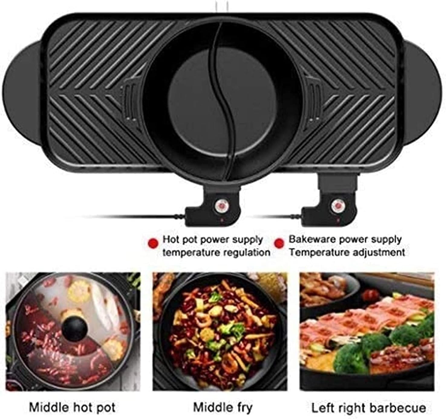 Indoor Korean Barbecue Grill Barbecue Hot Pot, Detachable Non-Stick Electric Baking Pan, Electric Oven, Induction Cooker, Rice Cooker Electric Barbecue,Portable Nonstick Griddle