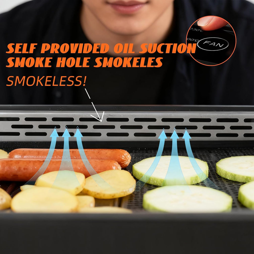 Indoor Smokeless Electric Grill, 1100W Korean BBQ Grill, LED Smart Display, Tempered Glass Lid, Non-stick Removable Plate