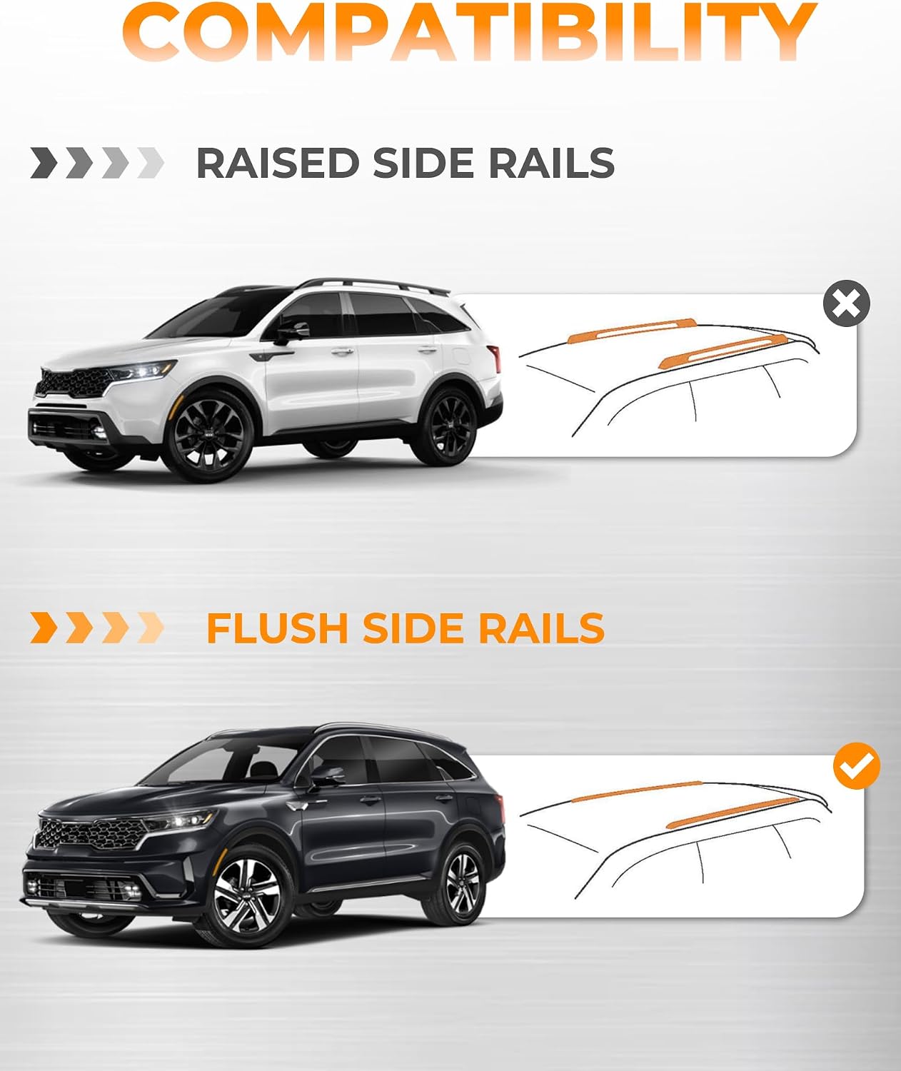 260 LBS Cross Bars Fit for 2021-2026 KIA Sorento & Sorento Hybrid Lockable Roof Rack Crossbars Cargo Carrier (Except X-Line)
