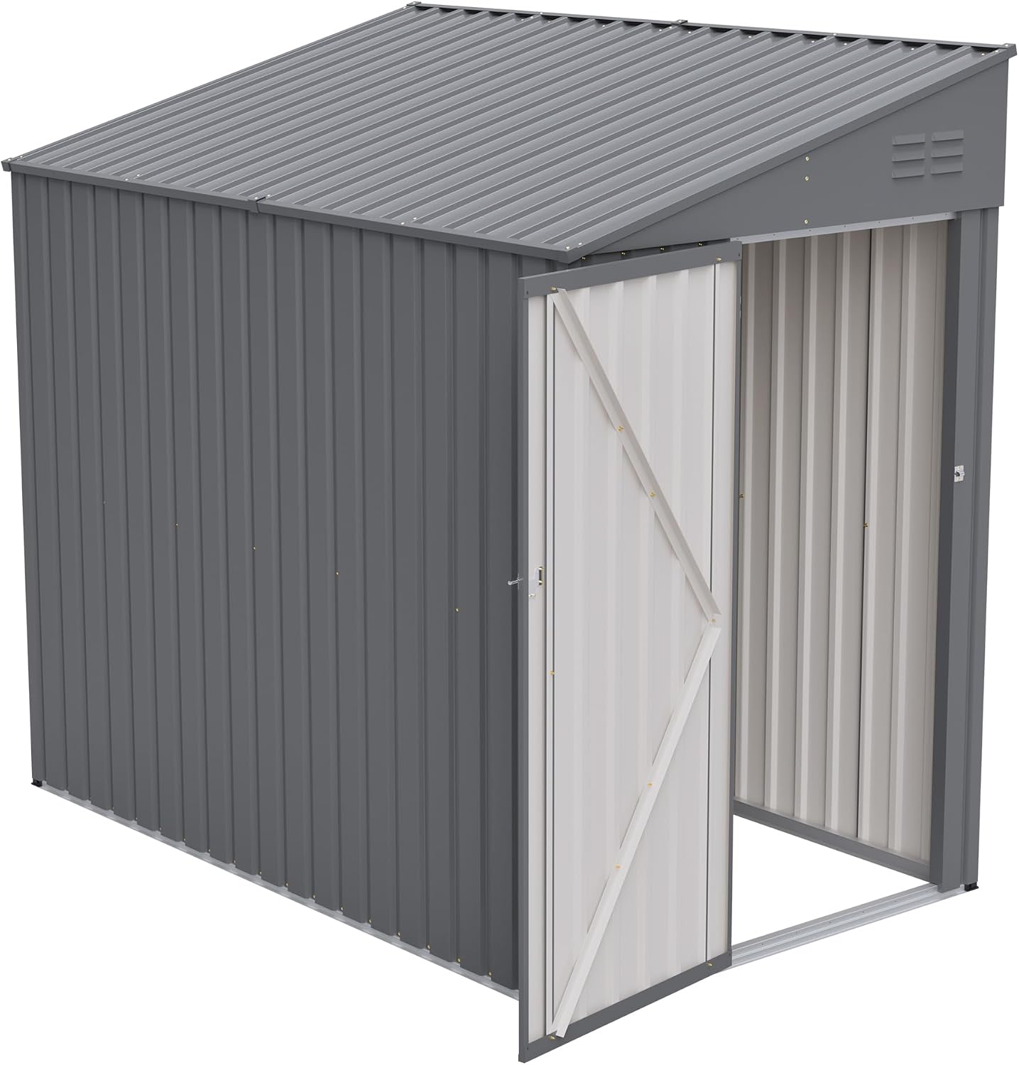 YOPTO 4x7 FT Outdoor Storage Shed,Lean to Lockable Metal Garden Shed Steel with Reinforced Beams,All Weather Waterproof Storage House W/Lockable Door,for Backyard,Patio,Lawn,Garden,Dark Gray