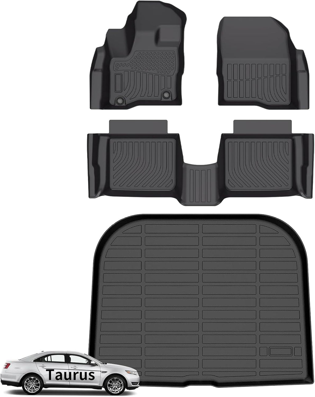 Wayhigh® Floor Mats & Cargo Liner for Ford Taurus 2010-2019, All Weather TPE Car Mats Waterproof Heavy Duty Floor Liners, Floor Mats Custom Fit for Taurus Accessories