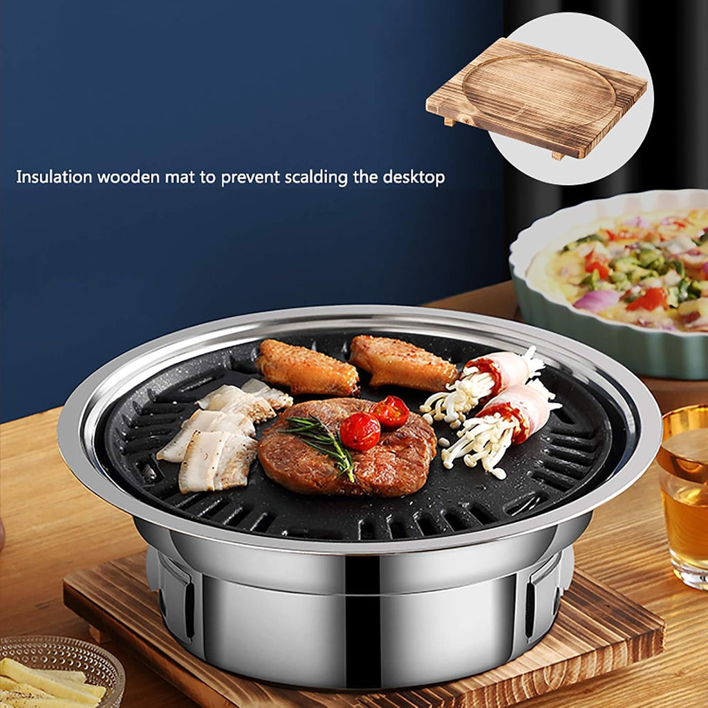 BBQ Barbeque Barbecue Grill, BBQ, Household Charcoal Smokeless Maifan Stone Baking Pan, Indoor and Outdoor Korean 6-8 People (Color : C, Size 40cm13.5cm), 40cm*13.5cm