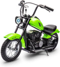 Garveelife Electric Dirt Bike, 15 Mph & 150lb Max, 24V Ride On Toy for Big Kids w/Led Lights & Power Display, 300W Chain-Driven Motor, Two Speed, Handbrake, Leather Seat, 12' Air-Filled Tires, Green