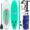 SereneLife Inflatable Stand Up Paddle Board - Wide Stable Design, Non-Slip Deck for Adults & Youth with Premium Paddle Board Accessories: Carry Bag, Dual Action Pump, Paddle, Ankle Leash - 10'