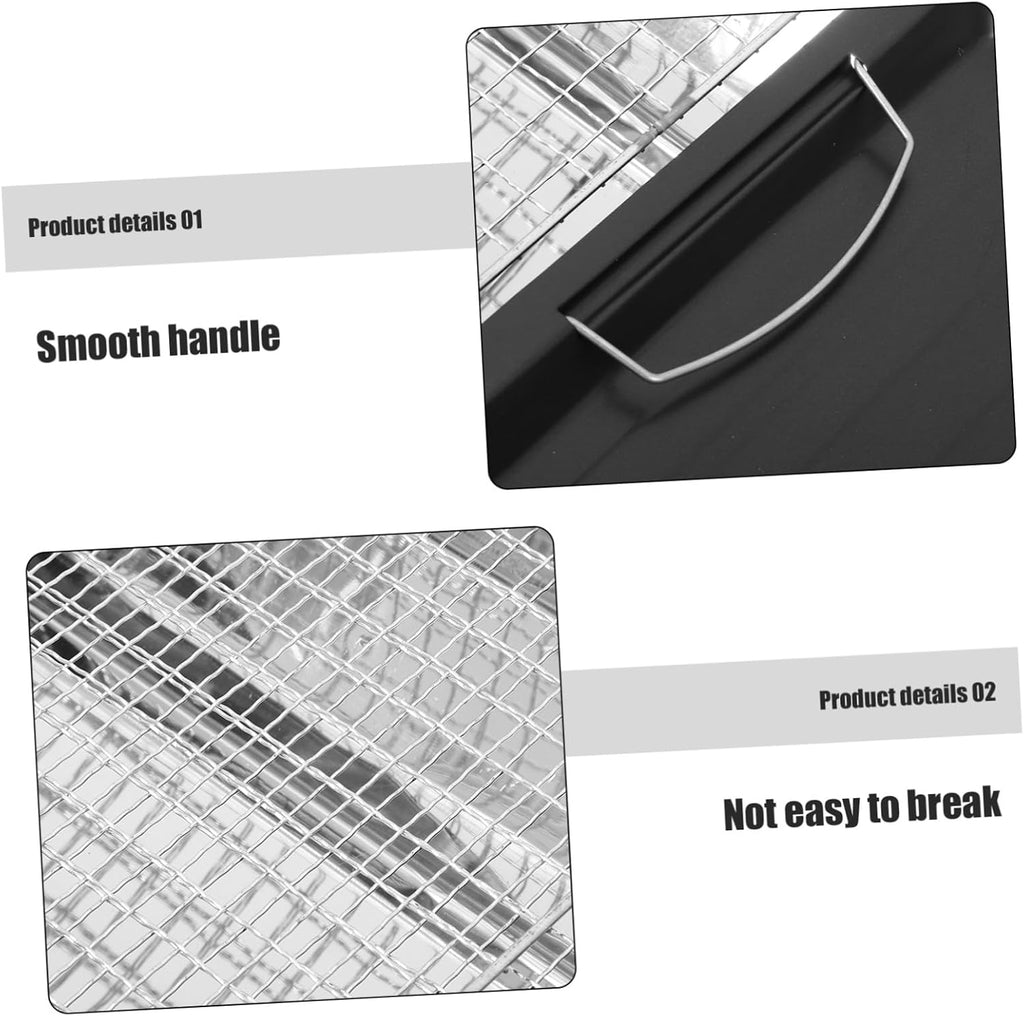 Yardwe 1Set Portable Bbq Grill with Detachable Mesh Net and Pan Barbecue Rack for Camping and Outdoor Picnics Easy to Clean Durable Safe Bbq Tool