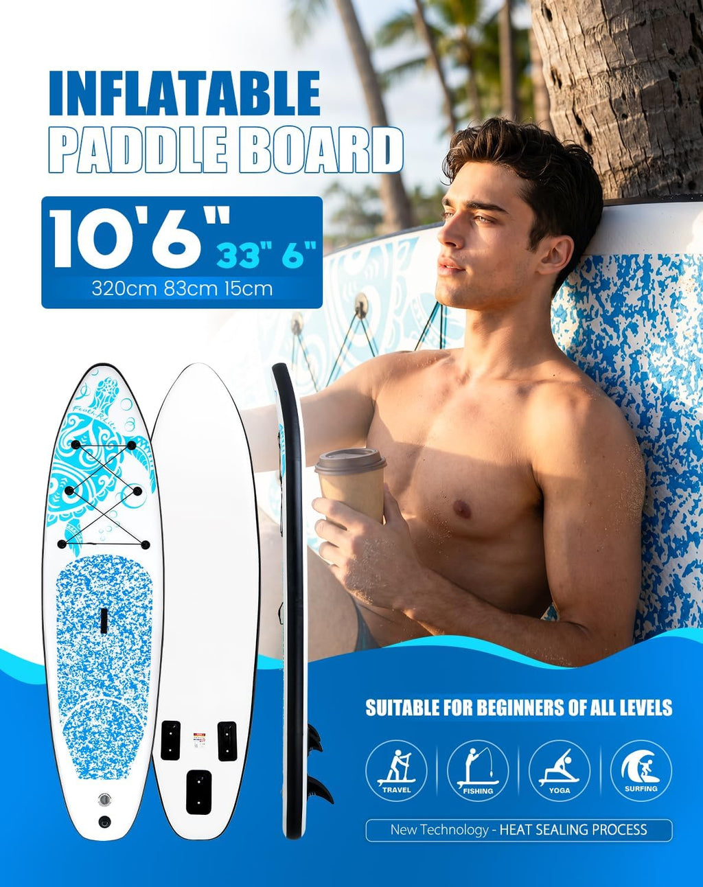 FEATH-R-LITE Inflatable Ultra-Light 10'×30''/10'6''×33'' Stand Up Paddle Board for All Skill Levels with Premium SUP Paddleboard Accessories,Non-Slip Comfort Deck for Youth & Adults