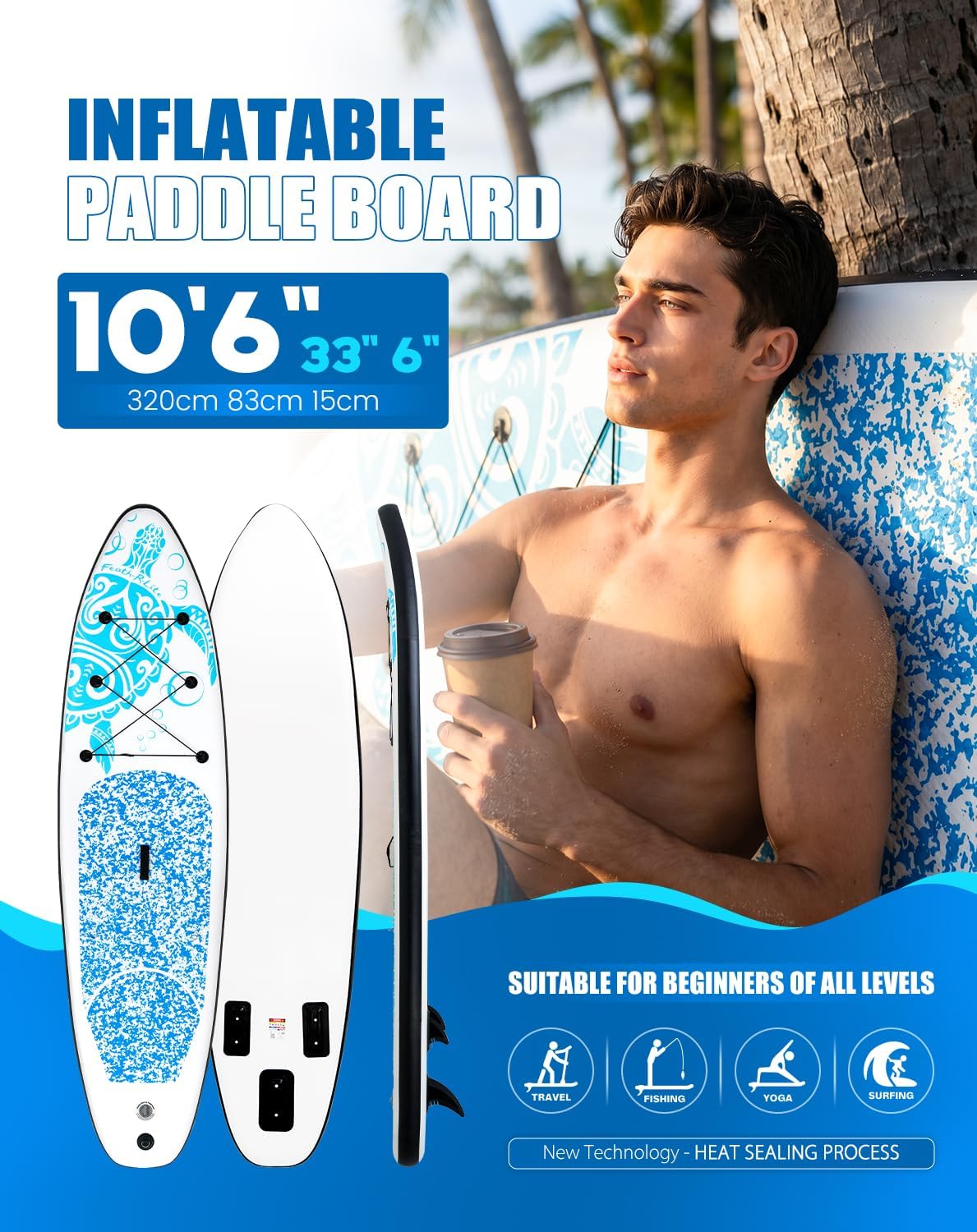 FEATH-R-LITE Inflatable Ultra-Light 10'×30''/10'6''×33'' Stand Up Paddle Board for All Skill Levels with Premium SUP Paddleboard Accessories,Non-Slip Comfort Deck for Youth & Adults