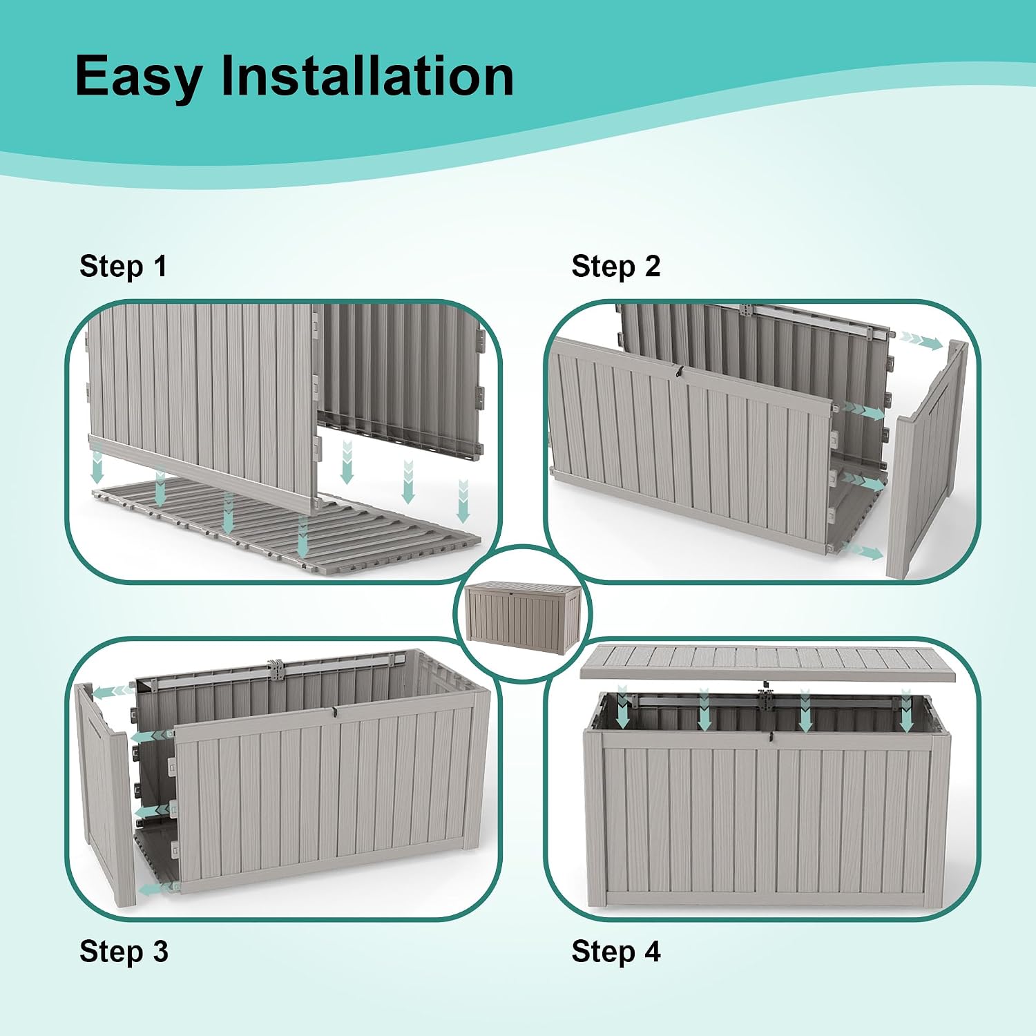 EasyUp 150Gal Outdoor Deck Box Waterproof, Lager Patio Storage Box Indoor and Outdoor Use, Lockable Resin Storage Bin for Patio Furniture Cushions Garden Tools, Package Delivery,UV Resistant-Grey