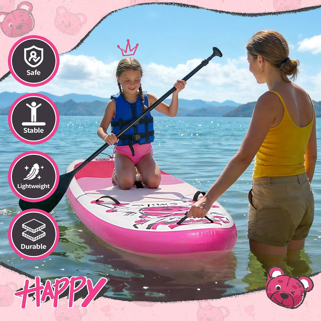 Quashley Kids Inflatable Paddle Boards,Stand Up Paddle Board for Children with Adjustable Paddle,Pump,Leash & Backpack for Lake,Ocean & River Swimming and Surfing