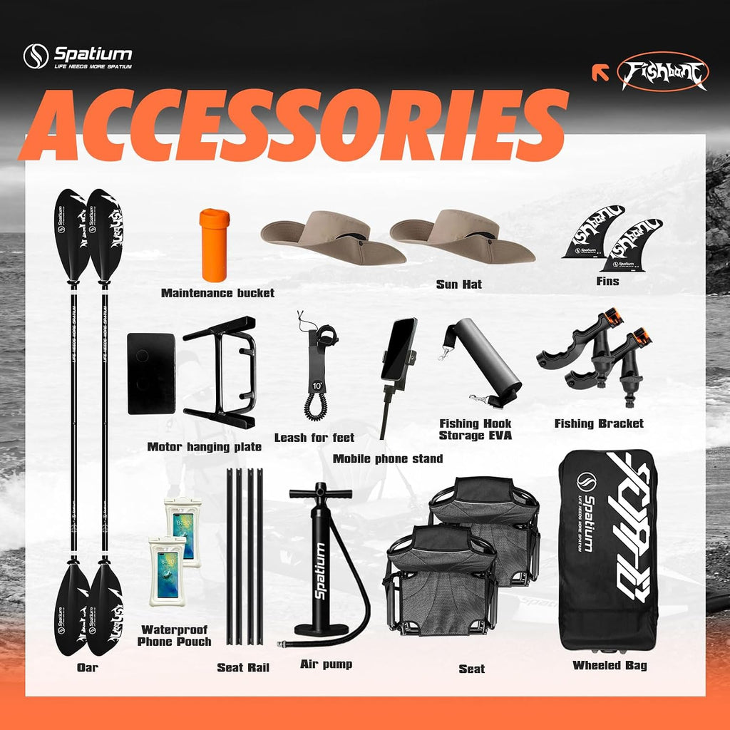 Spatium Triple Chamber Fishing Board SUP Inflatable Stand Up Paddle Board 11'*48'*6',Fishing Kayak with Premium Accessories 2 Fishing Rod Holders
