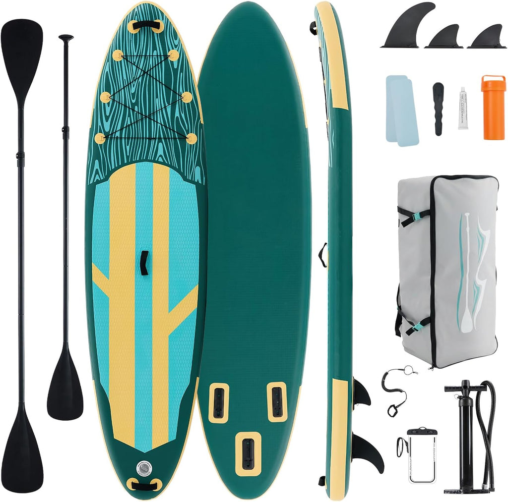 Sweetcrispy Inflatable Stand Up Paddle Board with Premium SUP Paddleboard Accessories,2-in-1 Paddle,Wide Stable Design,Non-Slip Comfort Deck for Adults & Youth of All Skill Levels