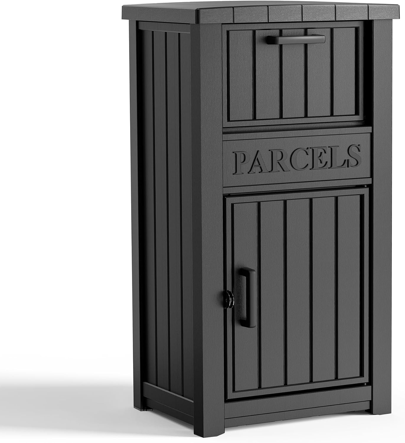 Large Package Delivery Boxes for Outside Waterproof Parcel Drop Storage Box UV Resistant Resin Lockable Secure for Outdoor Porch Patio (Black)
