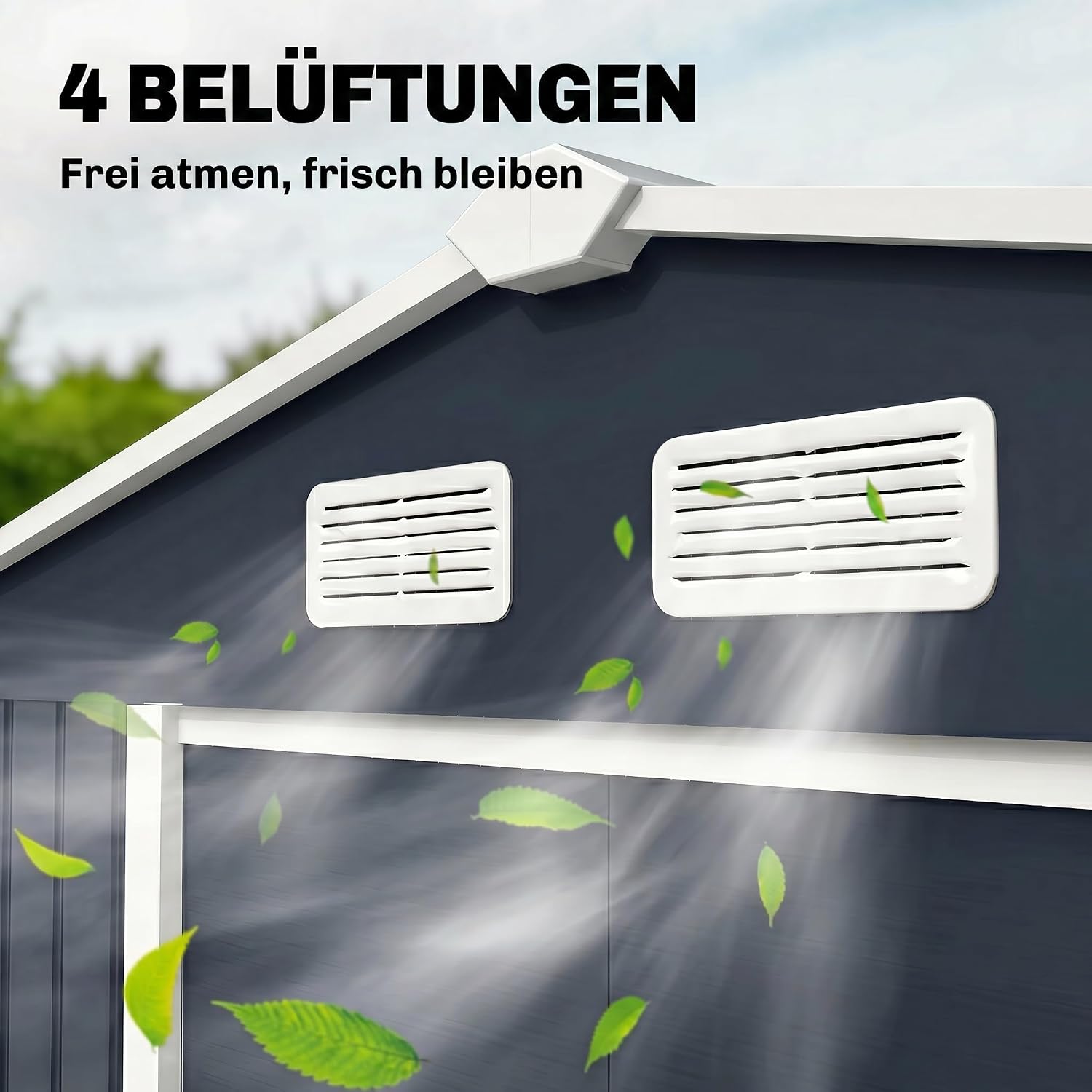 Outsunny 9' x 6' Outdoor Storage Shed, Garden Tool Metal Shed with Foundation Kit, Double Lockable Door, Air Vents and Sloping Roof, for Backyard, Patio, Lawn, Dark Gray
