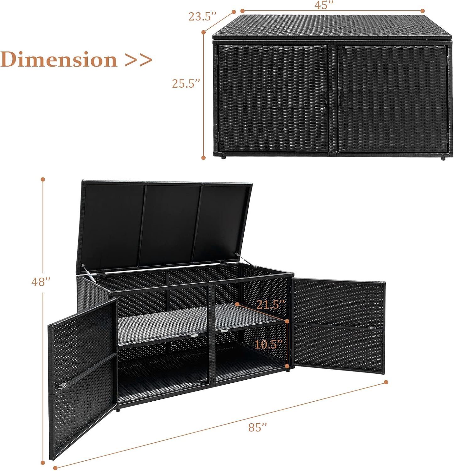 HAPPYGRILL Deck Box Outdoor Wicker Storage Box Cabinet, 88 Gallon Patio Rattan Storage Container Bin Box for Furniture Tools in Garden Balcony Porch Yard