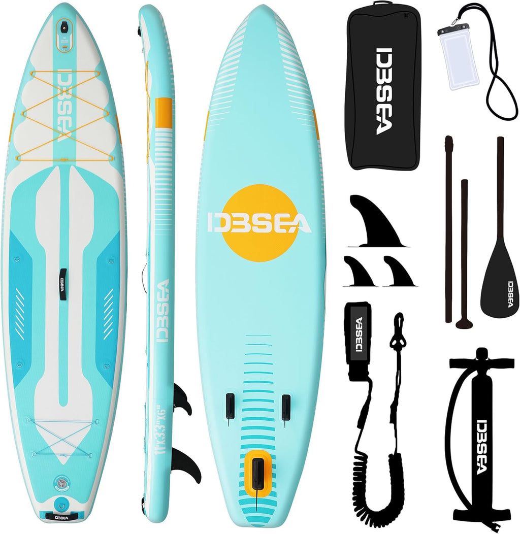 11 ft Inflatable Paddle Board with SUP Accessories, Non Slip EVA Deck, Extra Long Extra Wide iSUP, All Around Stand Up Paddle Board for Adults & Youth