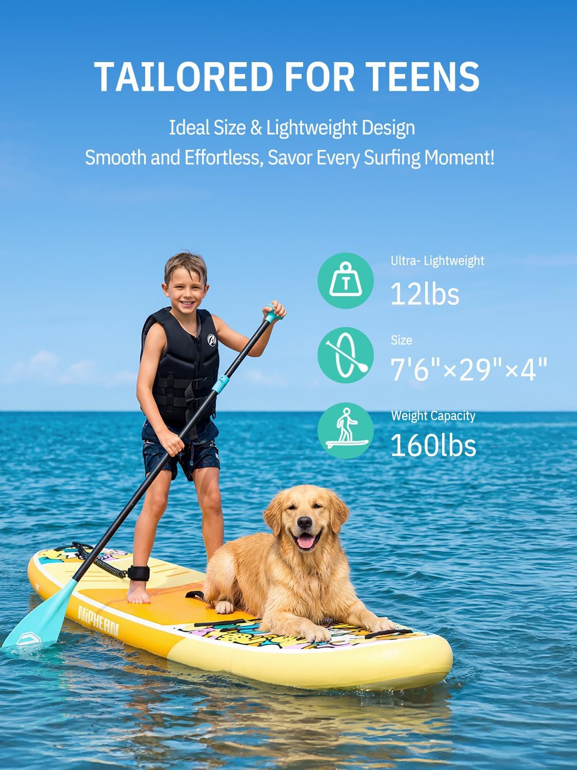 Niphean Inflatable Stand Up Paddle Board with SUP Accessories, Anti-Slip EVA Deck, 10'6'' Inflatable Paddle Boards for Adults & Youth of All Skill Levels