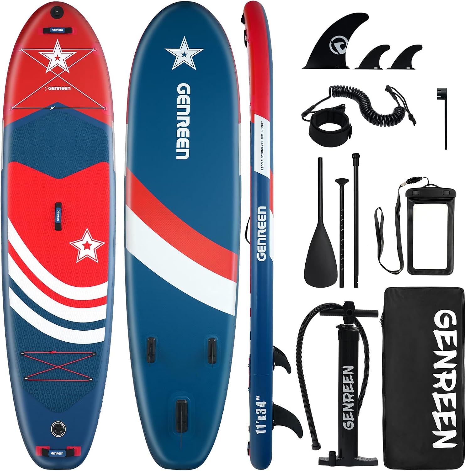 Paddle Board Stand up Paddle Board (Extra Large 11'*33/34') Newly Improved 2 Side Layers 450LBS Quality Inspection×5 (All-Season for JP customers) paddleboards Fishing Family Pet Friendly