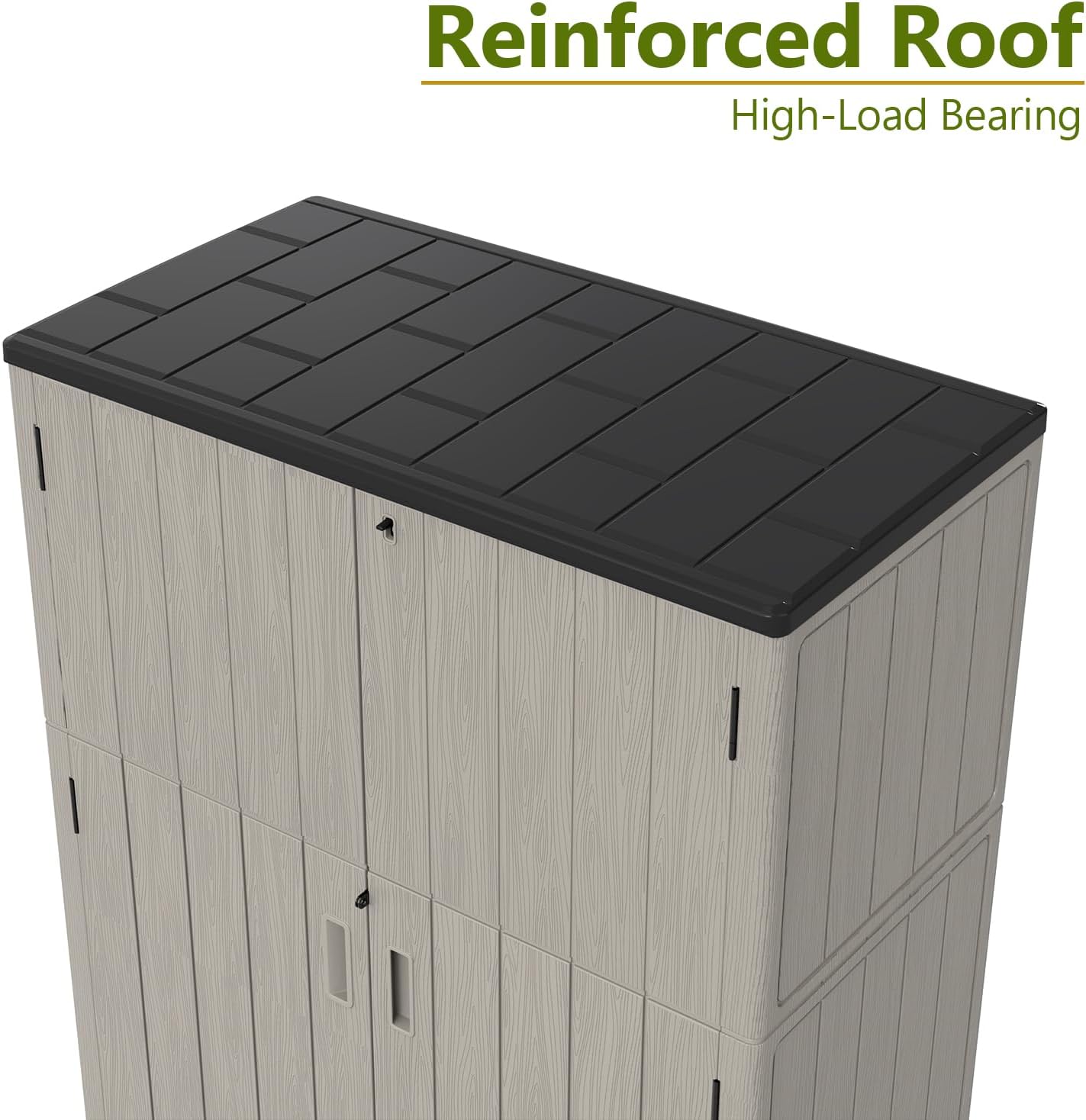 ZZM 57 Cu.ft Outdoor Storage Shed with Floor HDPE Double-Wall Resin Sheds Outdoor Storage, Lockable Weatherproof Storage Cabinet Fit for Garden Tools, Garage can, Bike, Patio Furniture, Brown