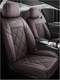 Car Seat Covers Full Set for Vw Tiguan 2016-2025 SEL R-Line Elegance, All Weather Leather Waterproof Interior Protector Accessories, Use Easy Installation Cleaning(Brown)