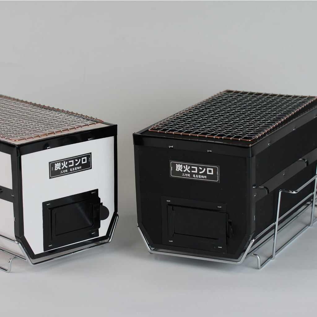 Japanese BBQ Charcoal Grill - Shichirin, Konro, Hibachi, Tabletop Barbecue - Black - Made in Japan - 6.3 x 11.8 in