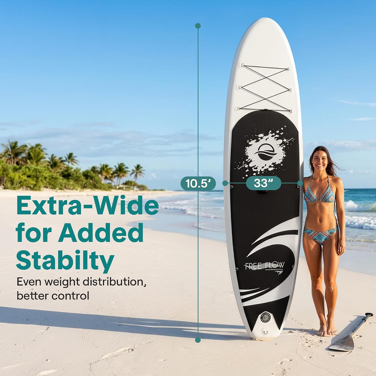 SereneLife Inflatable Stand Up Paddle Board with Premium SUP Accessories - Wide Stable Design with Non-Slip EVA Deck Pad