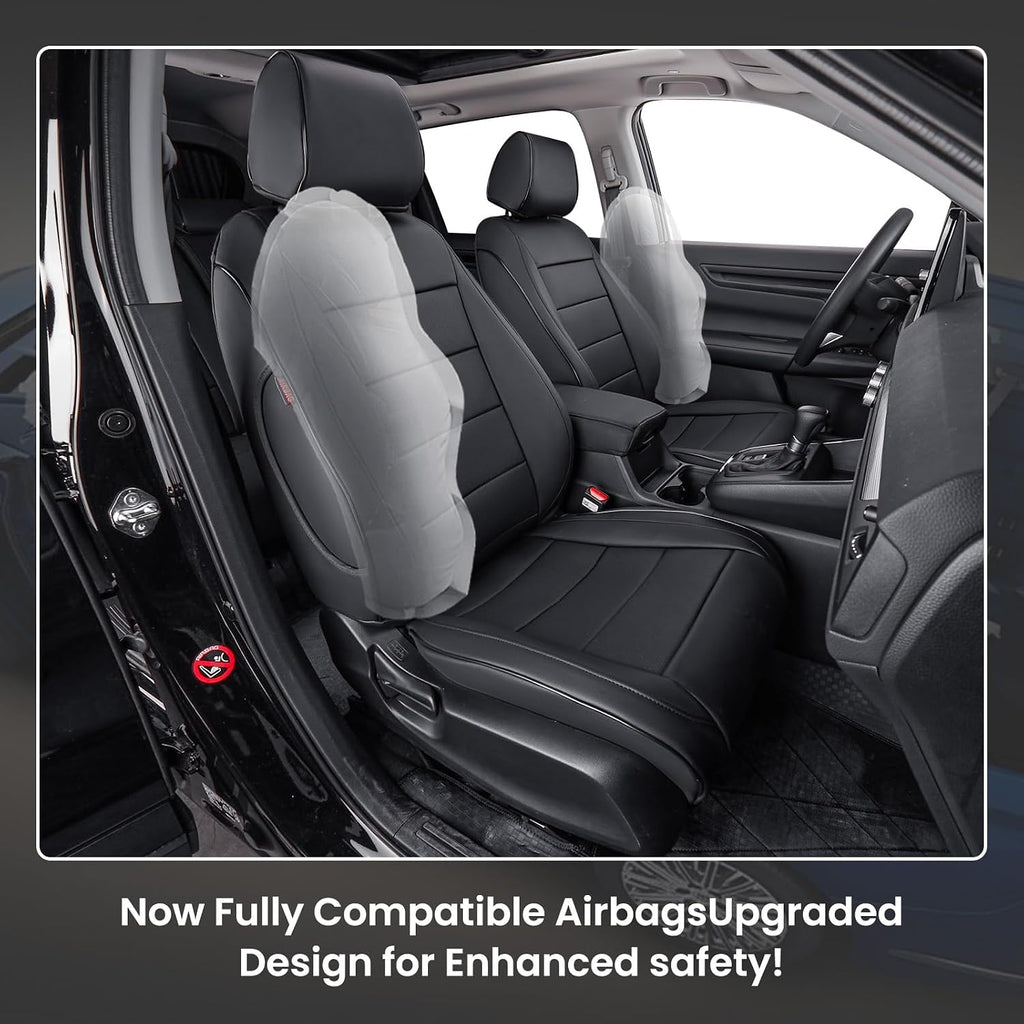 EKR Santa Fe Seat Covers for Hyundai Santa Fe HEV 2024 2025 Calligraphy(1st Rows W/Thigh Support, 2nd Rows 50/50 Split, 6 Seats), Full-Coverage Seat Cover - Faux Leather(Black)