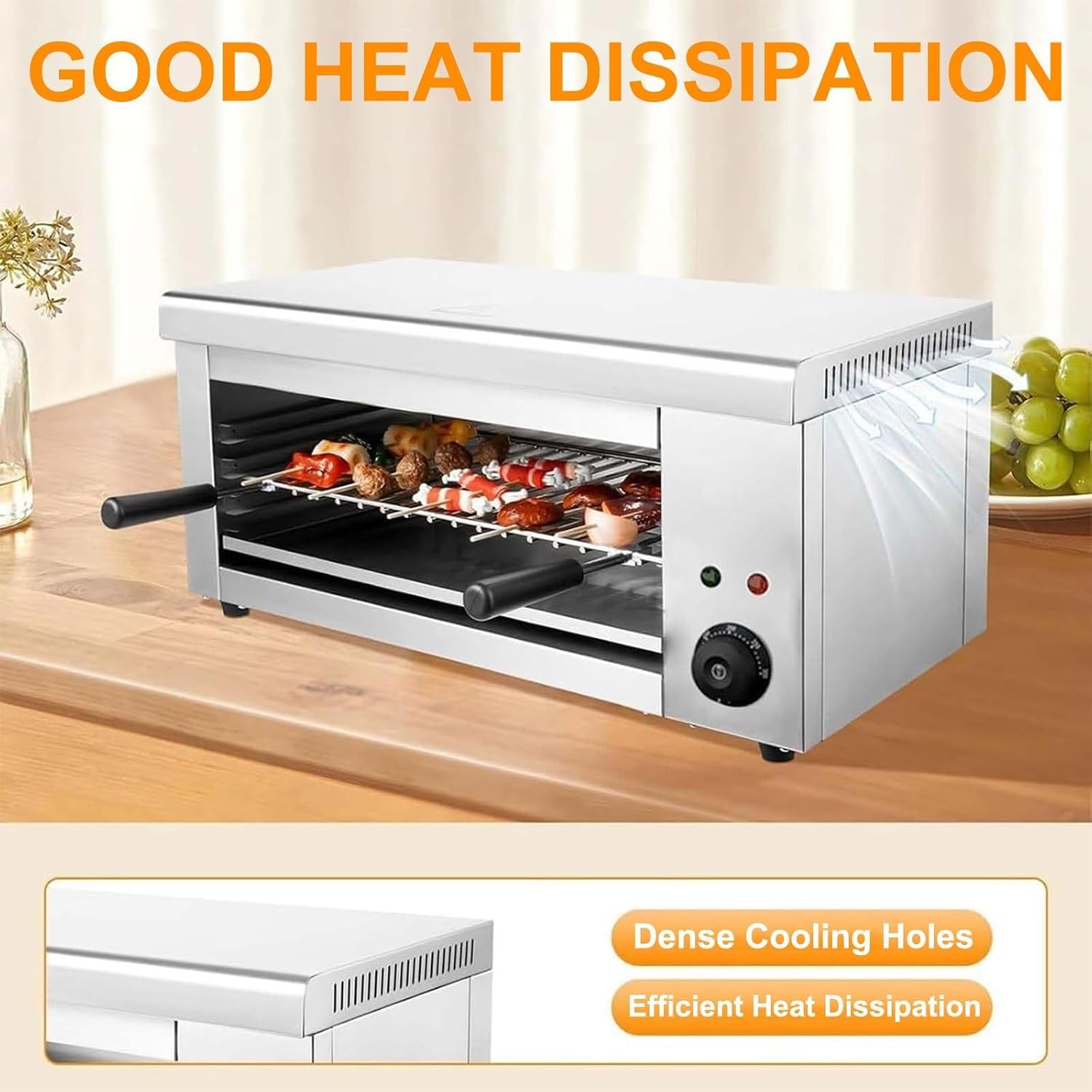 Korean BBQ Style Indoor Electric Grill, 2000W & 30L - 4 Adjustable Grilling Levels, 50-300°C Precise Temperature Control, Smoke-Free, Easy To Clean Stainless Steel