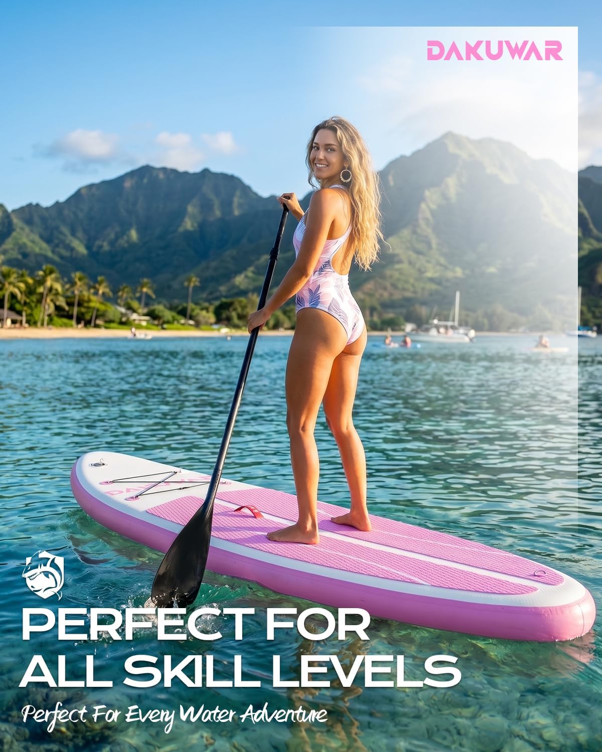 DAKUWAR Paddle Board 10'6''/10' Inflatable Stand Up Paddle Boards with SUP Accessories Ultra-Light Paddleboard Non-Slip Comfort Deck for Adults & Youth of All Skill Levels