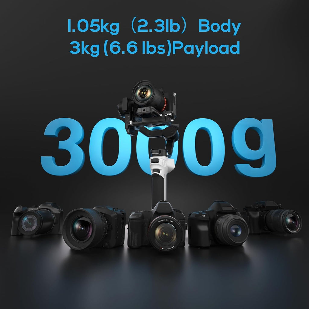 ZHIYUN CINEPEER Weebill 3E, 3-Axis Lightweight Gimbal Stabilizer for DSLR & Mirrorless Camera Canon/Sony/Panasonic/Nikon, 3KG Payload, Native Vertical Shooting, Bluetooth Shutter Control