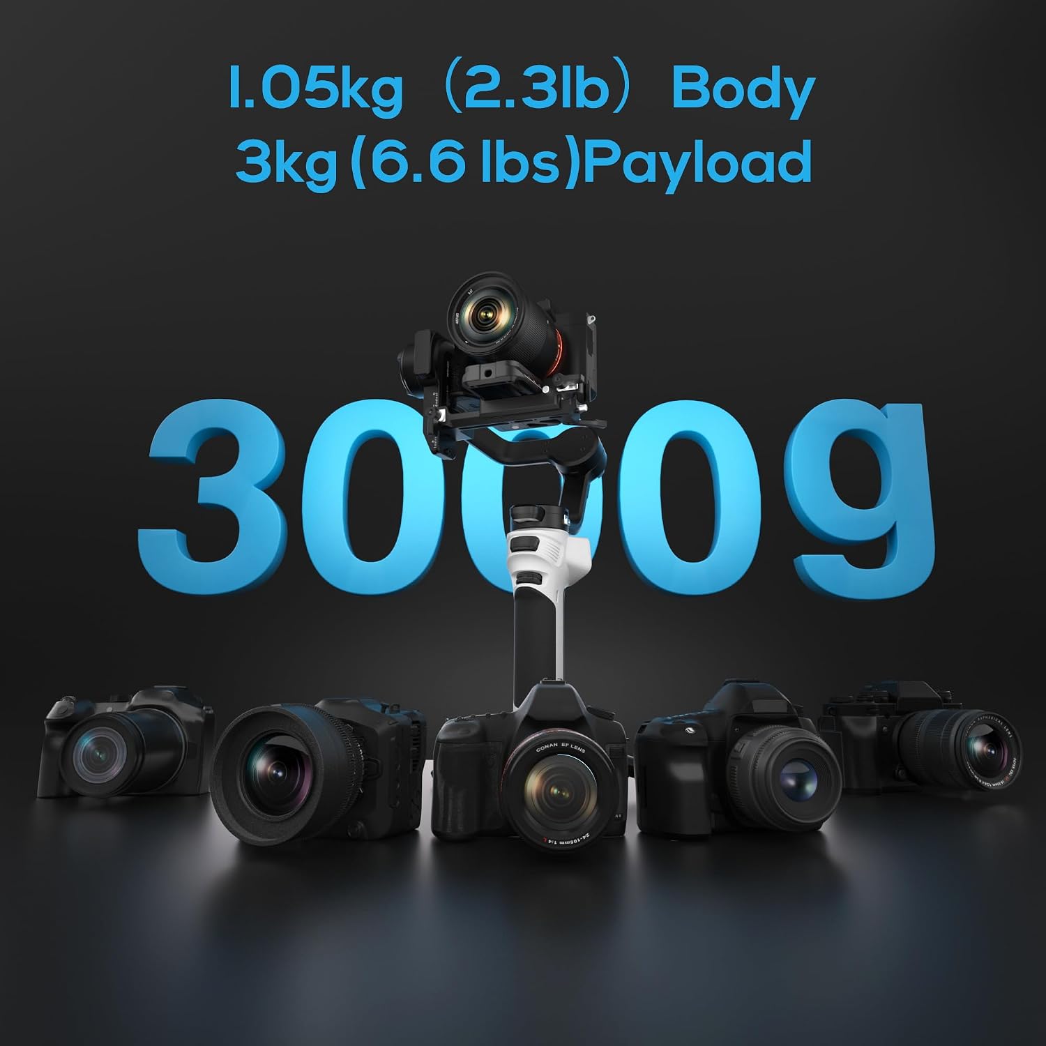 ZHIYUN CINEPEER Weebill 3E, 3-Axis Lightweight Gimbal Stabilizer for DSLR & Mirrorless Camera Canon/Sony/Panasonic/Nikon, 3KG Payload, Native Vertical Shooting, Bluetooth Shutter Control
