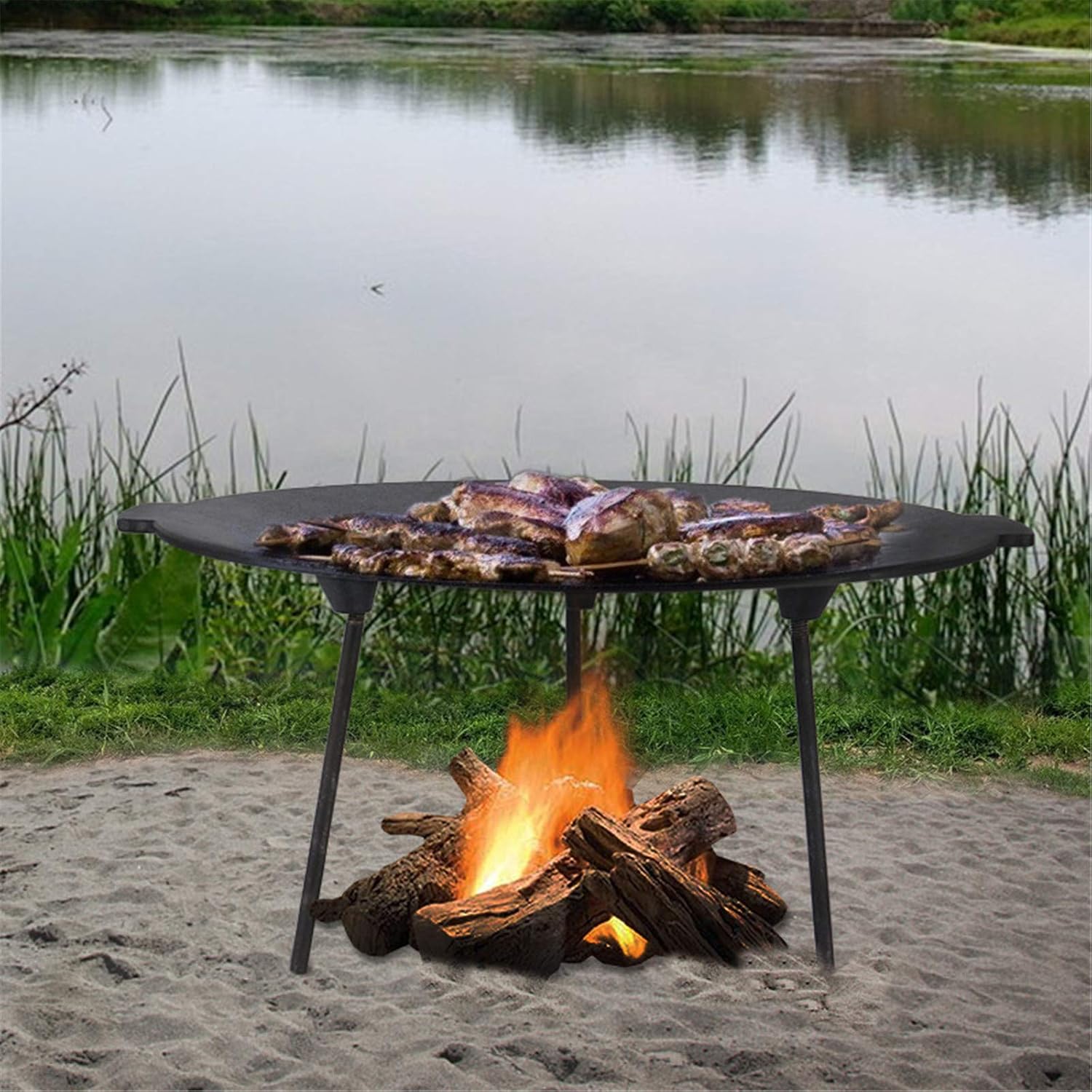 Outdoor Large Barbecue Tray Charcoal Korean BBQ Grill Outdoor Portable BBQ Grill Wrought Iron Oven with Air Blower And Carry Bag M (M)