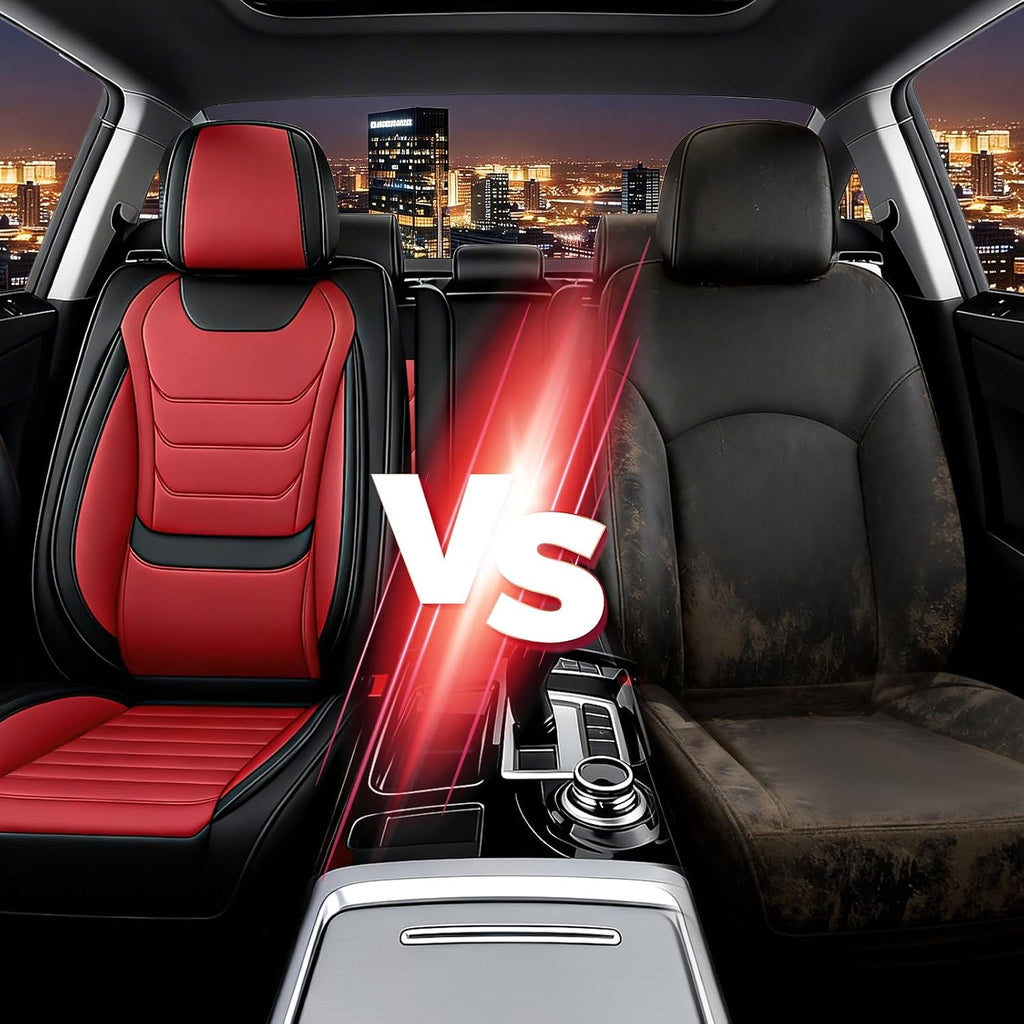 JWLK Seat Covers for Buick Envision 2016-2026, Family Seat Covers for Cars, Non-Slip, Airbag Compatible Vehicle Cushion, Waterproof & Easy-Clean(Standard 5 Seats, Black Red)