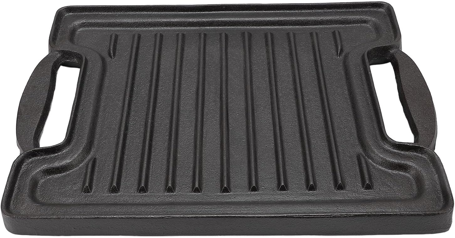 Grilling Plate,Rectangular Cast Iron Indoor Barbecue Griddle Korean BBQ Grill Pan Barbecue Skillet Pan Cooking Grill Plate Steaks Baking Tray Non Stick Griddle for Family Dinning