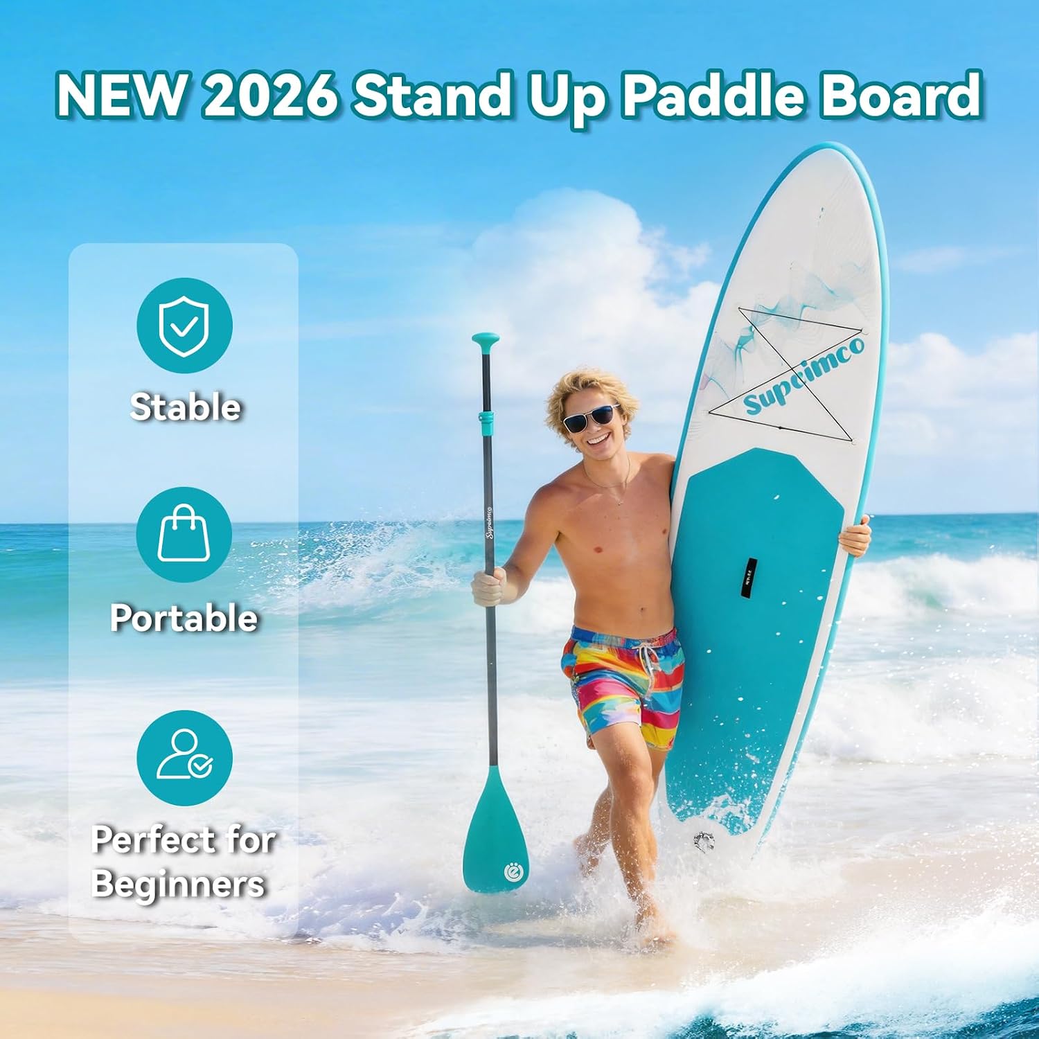Inflatable Stand Up Paddle Board - Upgraded Glue-Free Hot Melt Technology, Long Service Life, 10'6', Anti-Slip EVA Deck, Full SUP Accessories, Included for Adults Youth All Skill Levels