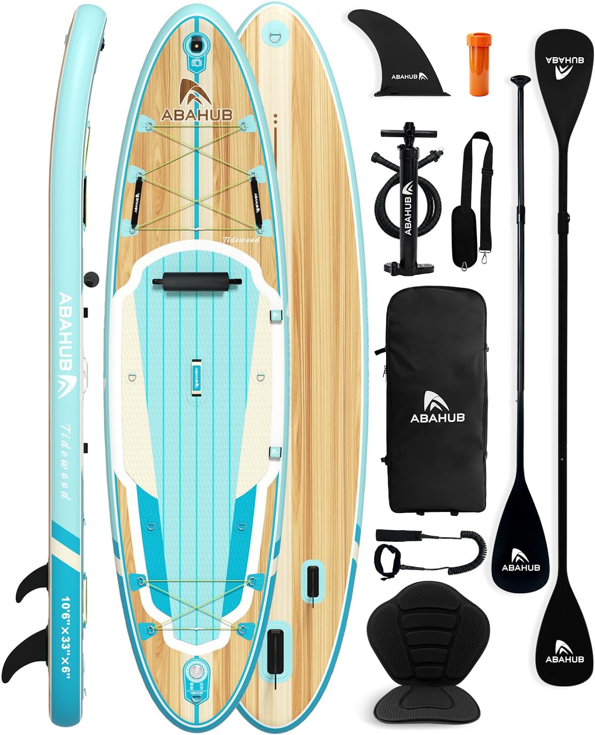 Abahub Inflatable SUP, Wide 10'6' x 31'/34' iSUP, Standup Paddleboard with Adjustable SUP Kayak Paddle, for Yoga, Paddle Board, Kayaking, Surf, Canoe, Fishing